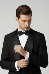 Black Jacquard Tuxedo with Satin Shawl Lapel