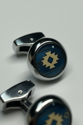 Silver and Blue Enamel Cufflinks