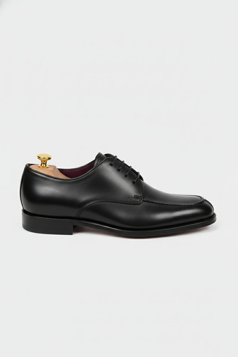 Black leather lace-up dress shoes with classic design for formal wear.