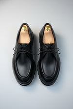 Black Pebbled  Leather Lace-Up Shoes