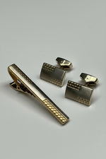 Gold Tie Clip and Cufflinks Set