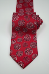 Red Silk Tie with Textured Polka Dots