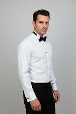 White Tuxedo Shirt with Black Stud Buttons