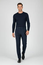 High-Waisted Navy Pants