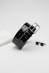 Black Patent Leather Dress Belt