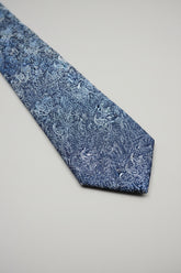 Navy paisley pattern silk tie with a classic elegant design for formal occasions