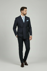 Navy Pinstripe Double-Breasted Suit