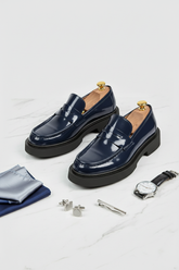 Navy Patent Leather Loafers