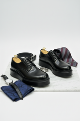 Black Leather Derby Shoes