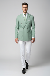 Sage Green & White Combination Suit
