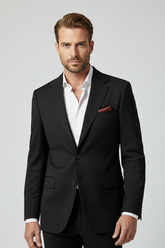 Midnight Black Suit with Red Paisley Lining