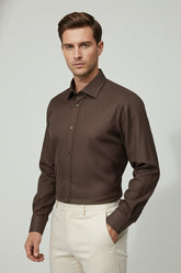 Brown Striped Formal Shirt
