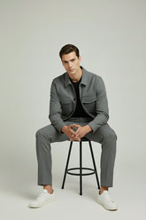 Grey Linen Safari Suit