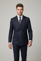 Midnight Blue Pinstriped Double-Breasted Suit