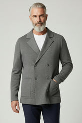 Grey Double-Breasted Knit Jacket