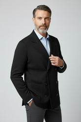 Black Double-Breasted Knit Jacket