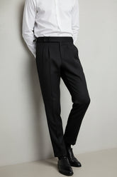 Black High-Waisted Pants with Double Seam Detail