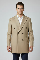 Beige Double-Breasted Overcoat