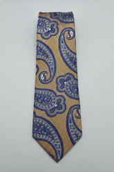 Gold & Navy Paisley Silk Tie