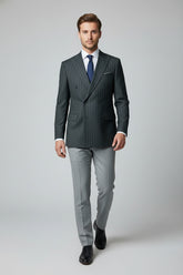 Green & Grey Pinstriped Double-Breasted Suit