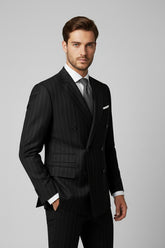 Black Pinstriped Double-Breasted Suit