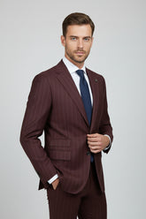 Maroon Pinstriped Two-Piece Suit
