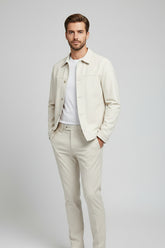 Beige Button-Up Safari Suit