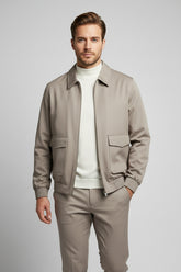 Beige Zip-Up Safari Suit