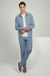 Sky Blue Zip-Up Safari Suit