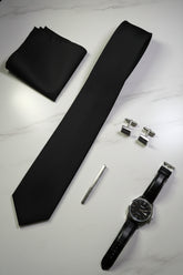 Black Textured Silk Tie