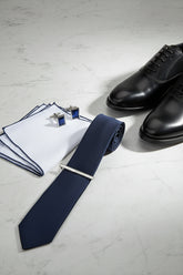 Navy Textured Silk Tie