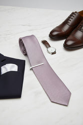 Pink and Navy Patterned Silk Tie