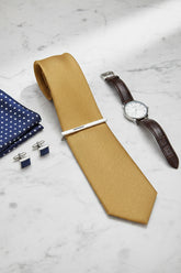 Gold Textured Silk Tie