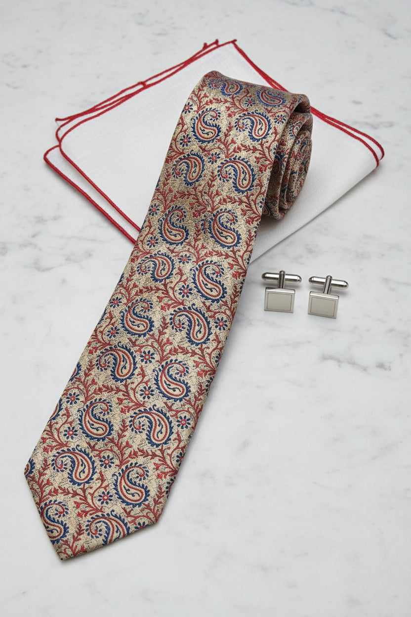 Gold Paisley Silk Tie