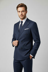 Navy Double Breasted Wool Suit
