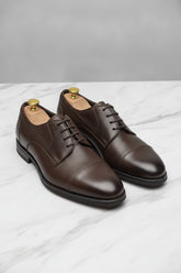 Dark brown leather derby shoes with lace-up design - Suit Sartoria UAE