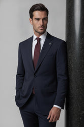 Midnight Blue Single-Breasted Notch Lapel Suit - Sartoria