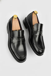 Black Leather Penny Loafers
