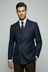 Navy Herringbone & Brown Combination Suit