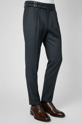 Black High-Waisted Pants with Double Buckles