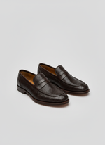 Brown Embossed Leather Loafers