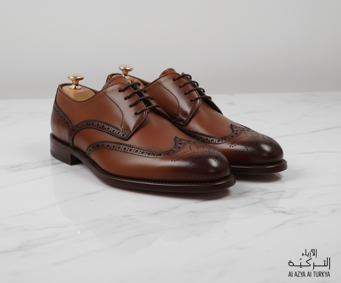 Brown Leather Brogue Oxford Shoes