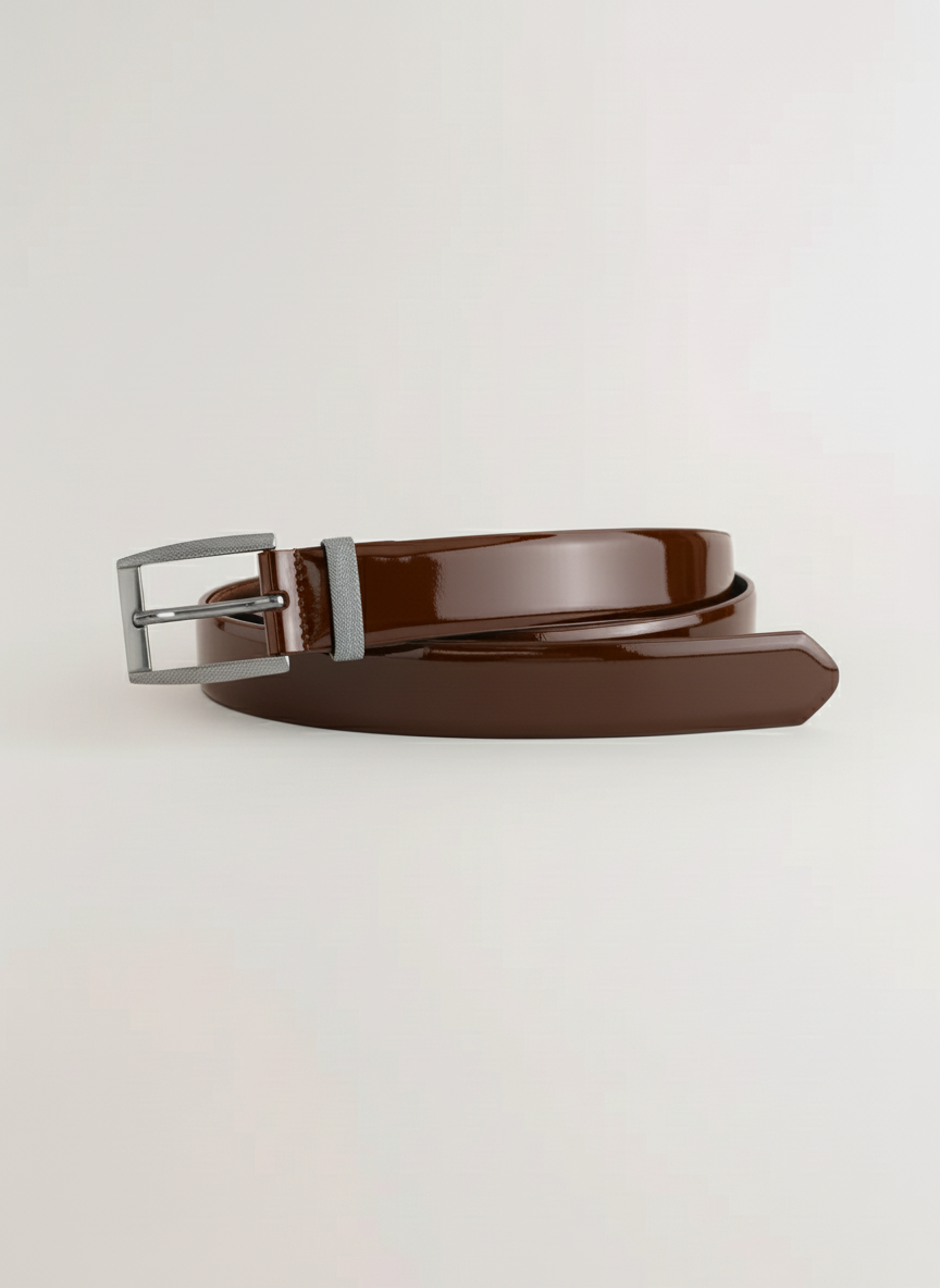 Brown Patent Leather Formal Belt