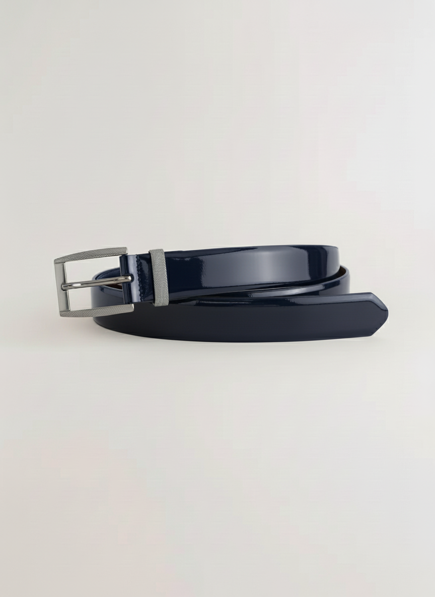 Navy Patent Leather Formal Belt