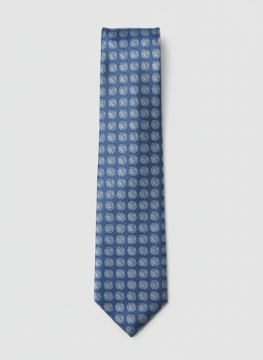 Blue Polka Dot Silk Tie