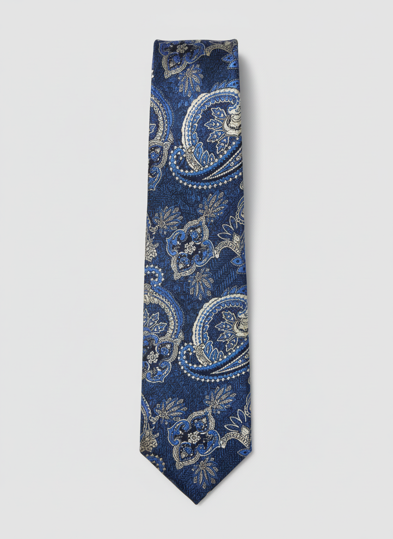Blue Paisley Silk Tie