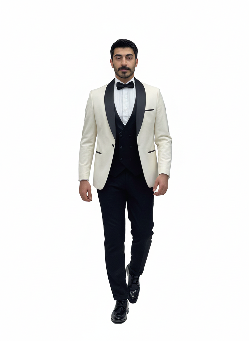 White Double-Breasted Tuxedo