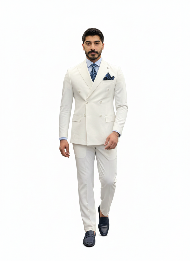 White Double-Breasted Suit