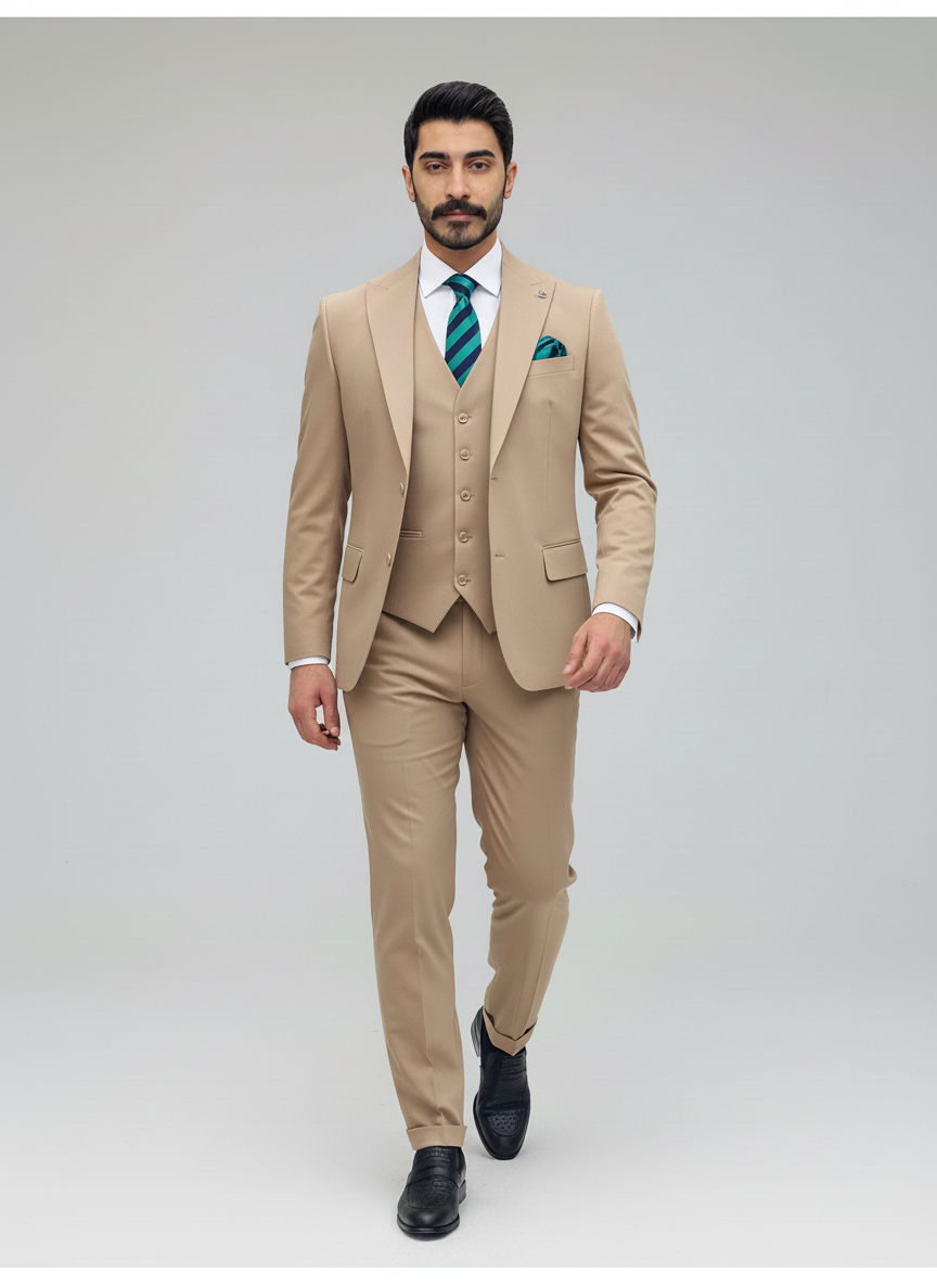 Beige 3-Piece Formal Suit