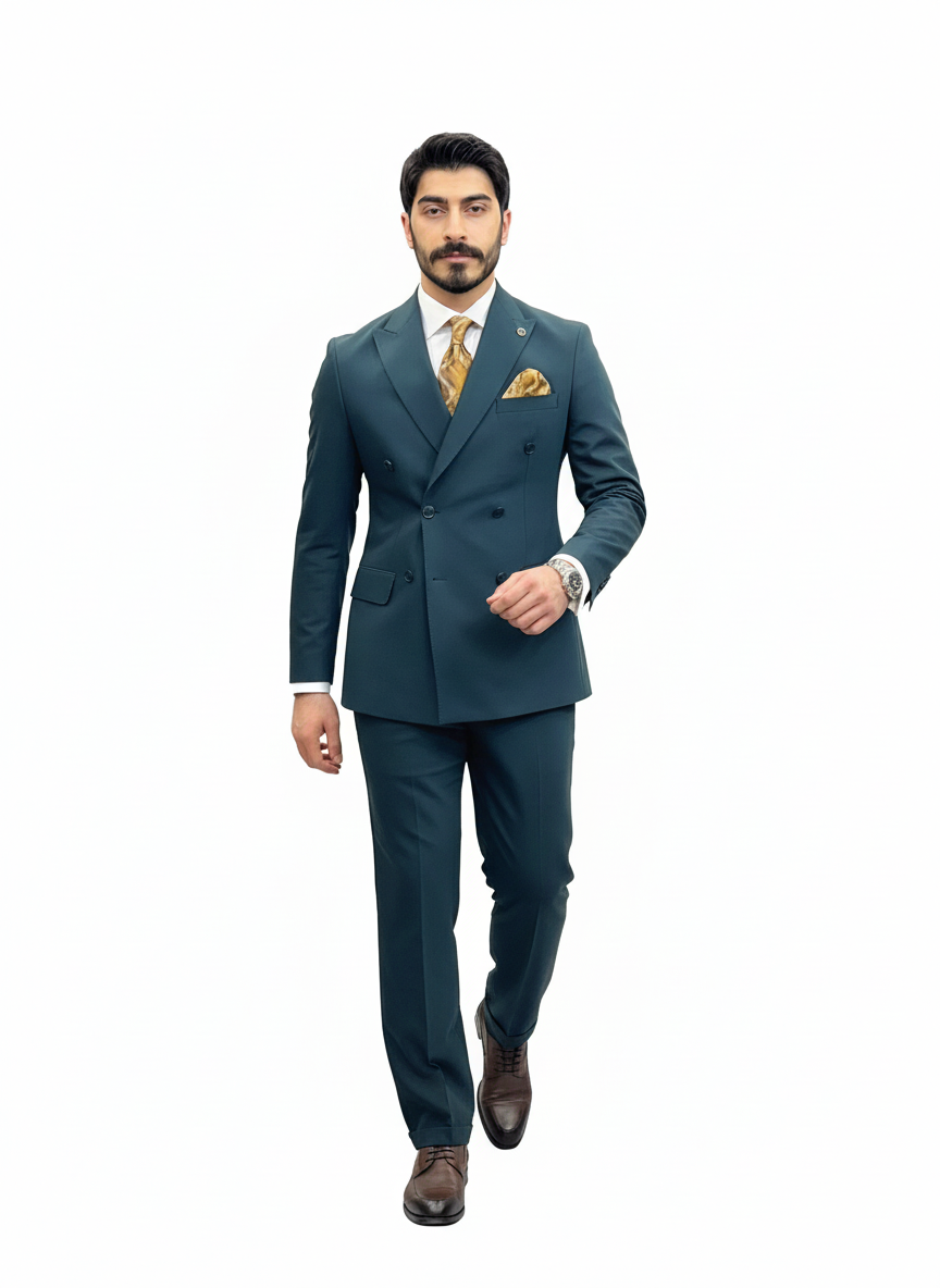 Green Double-Breasted Suit